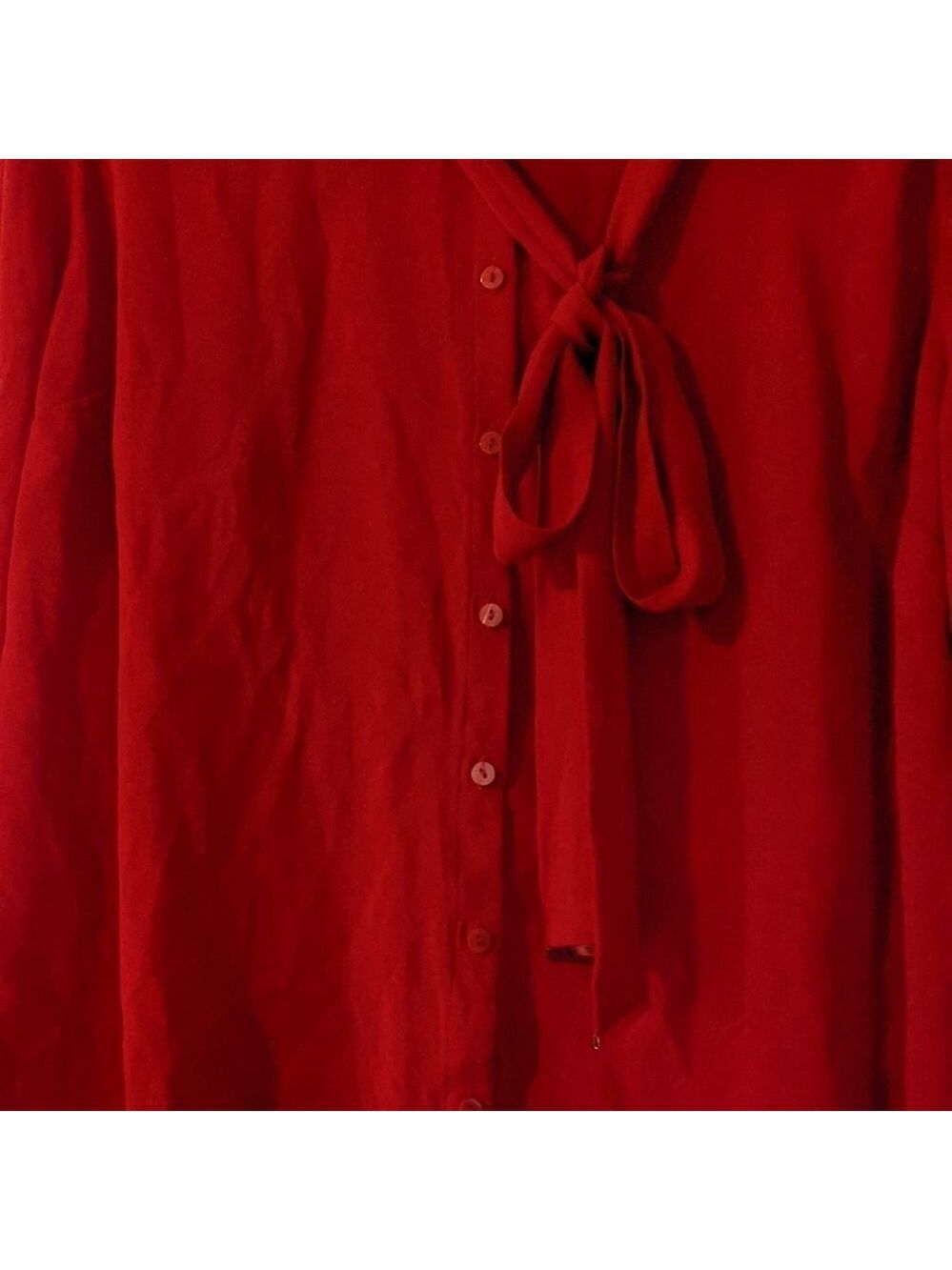 Worthington Red Sheer Top 3/4 Sleeves 1X Holidays Valentine's Day Patriotic - Picture 3 of 8